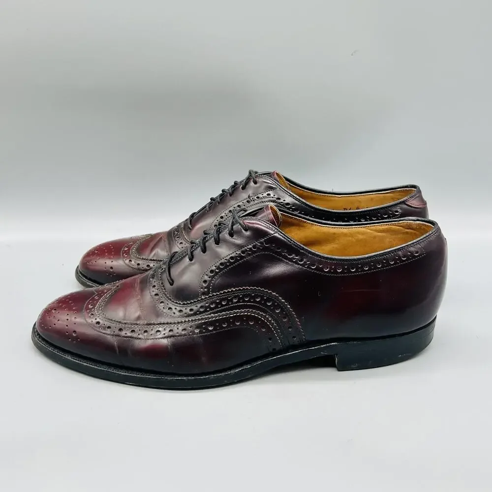 Johnston & Murphy Shoes Men 9.5 Brown Leather Executive Collection Wingtip Dress